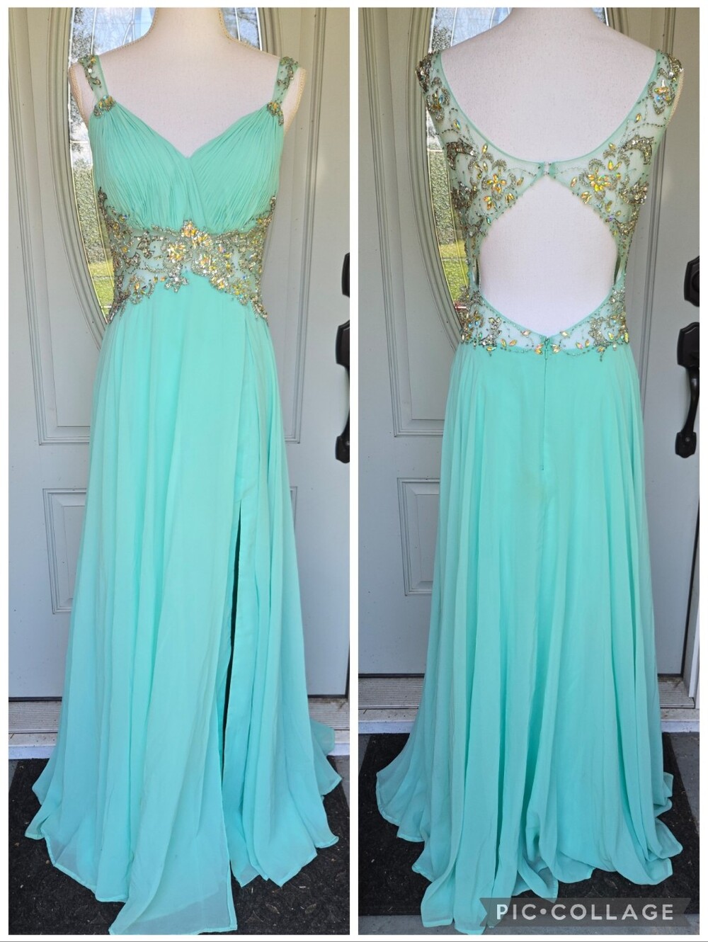 Fabuluxe Mint Beaded Prom Gown